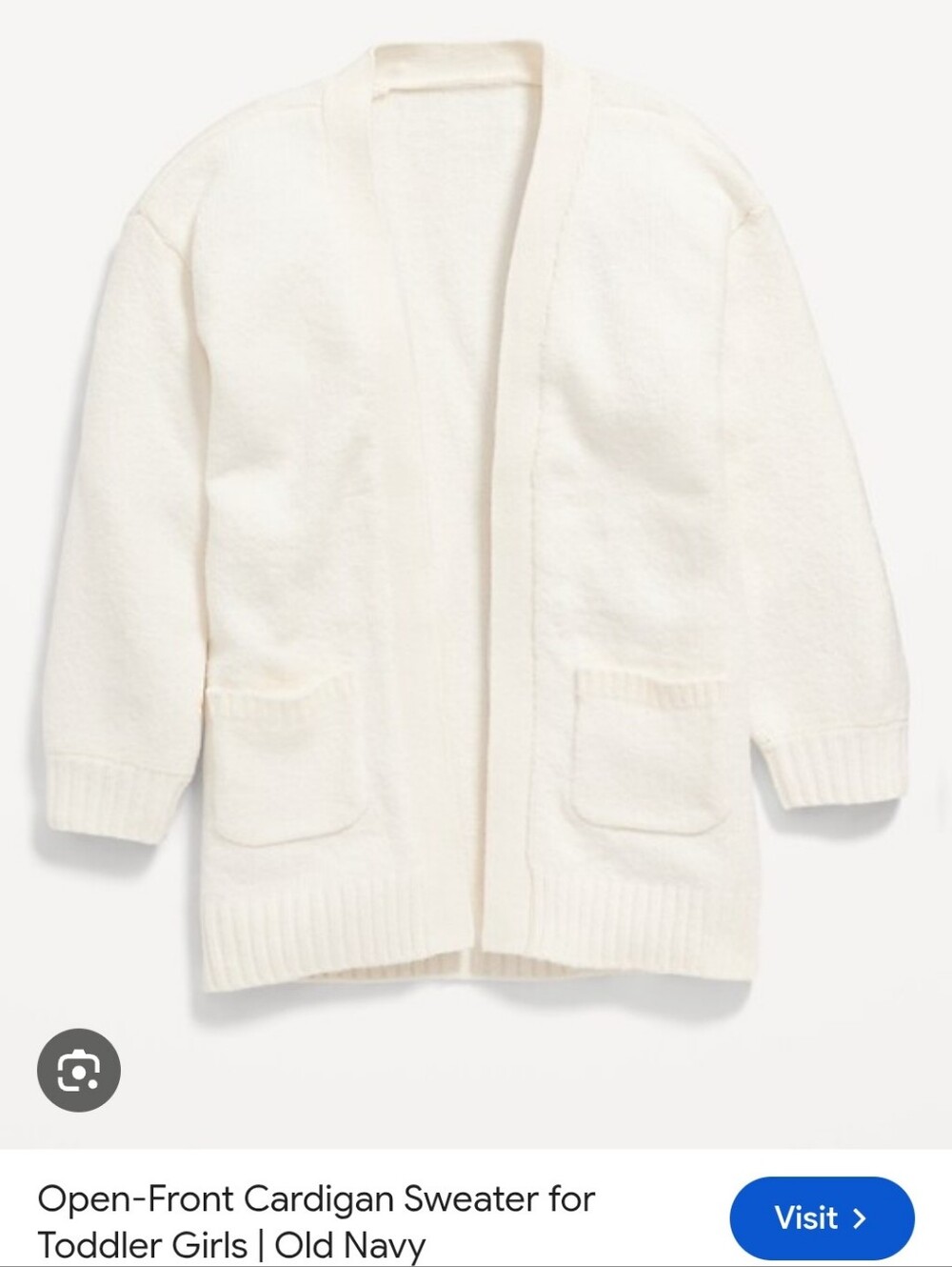 Nwt 4T Old Navy Toddler Girls Open-Front Cotton-rich Cardigan Sweater - Cream